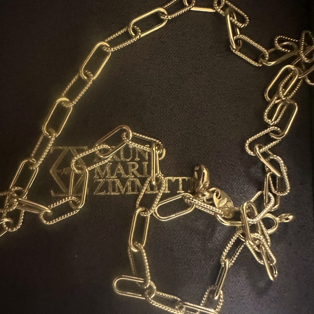 18k yellow gold paperclip chain necklace. Made in Italy. Stamped 750. - Picture 5 of 14